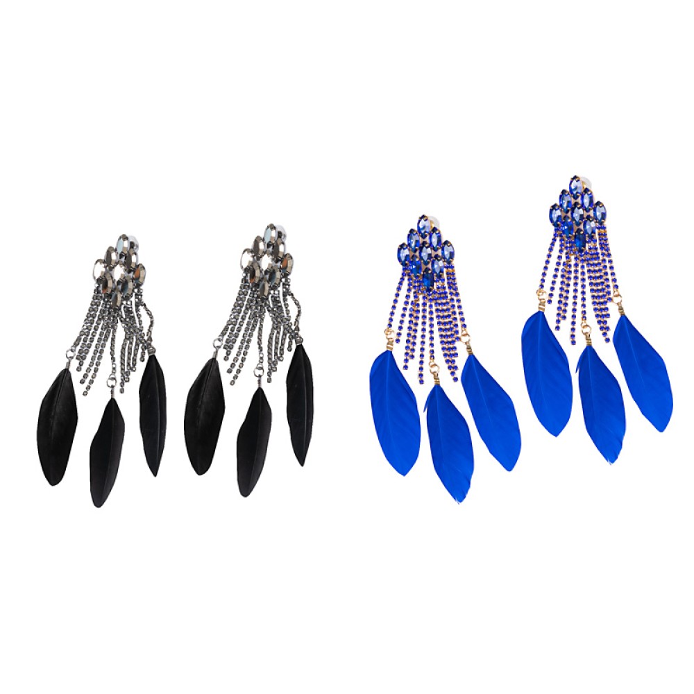 ΣΚΟΥΛΑΡΙΚΙΑ ΚΡΕΜΑΣΤΑ ΧΡΥΣΑ ME ΣΤΡΑΣ ΚΑΙ ΦΤΕΡΑ ΣΕ ΜΠΛΕ ΡΟΥΑ Ή ΜΑΥΡΟ "STYLISHIOUS COLLECTION"