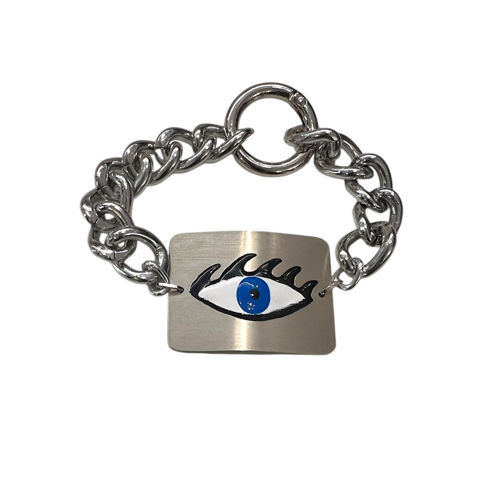 ΒΡΑΧΙΟΛΙ ΑΣΗΜΕΝΙΟ, UNISEX, ΤΥΠΟΥ ΤΑΥΤΟΤΗΤΑ, ΜΕ ΜΑΤΙ ΑΠΌ ΣΜΑΛΤΟ, ΦΑΡΔΙΑ ΑΛΥΣΙΔΑ & ΑΝΟΙΓΟΜΕΝΟ ΚΡΙΚΟ  "ALEX KATSAITI X STYLISHIOUS"