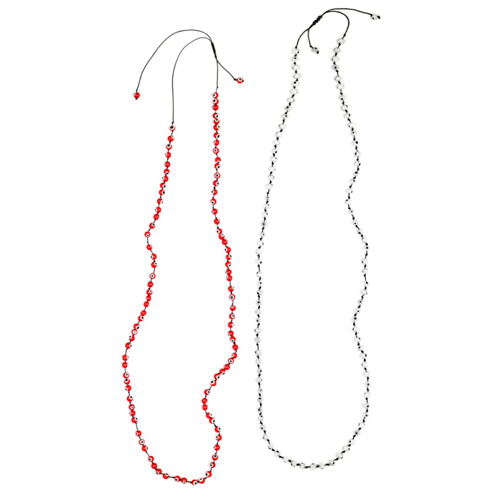 ΚΟΛΙΕ MAKPY, ΣΕ ΣΤΥΛ ΡΟΖΑΡΙΟ ΜΕ ΓYΑΛΙΝΑ ΜΑΤΙΑ ΣΕ ΛΕΥΚΟ,ΚΟΚΚΙΝΟ ΚΑΙ ΜΑΥΡΟ "AELIA Χ STYLISHIOUS"