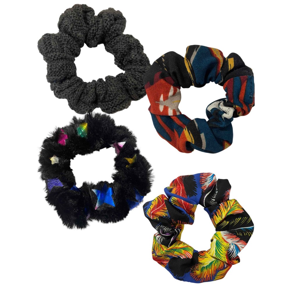 ΛΑΣΤΙΧAKIA - SCRUNCHY ΣΕ MAYPO-ΛΟΥΤΡΙΝΟ ΜΕ ΠΟΛΥΧΡΩΜΑ ΑΣΤΕΡΙΑ Η ΠΕΤΡΟΛ ΕΜΠΡΙΜΕ Η ΓΚΡΙ ΠΛΕΧΤΟ Η ΜΠΛΕ ΕΜΠΡΙΜΕ ”ALEX KATSAITI X STYLISHIOUS”.