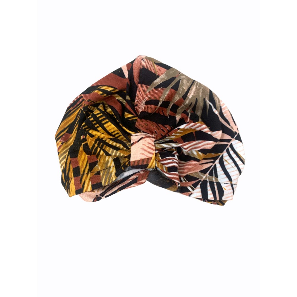 ΤOΥΡΜΠΑΝ ΕΜΠΡΙΜΕ ΜΕ ΦΥΛΛΑ ΦΟΙΝΙΚΑ ΣΕ ΡΟΖ-ΚΕΡΑΜΜΙΔΙ-ΚΙΤΡΙΝΟ-ΜΠΕΖ "ALEX KATSAITI X STYLISHIOUS"