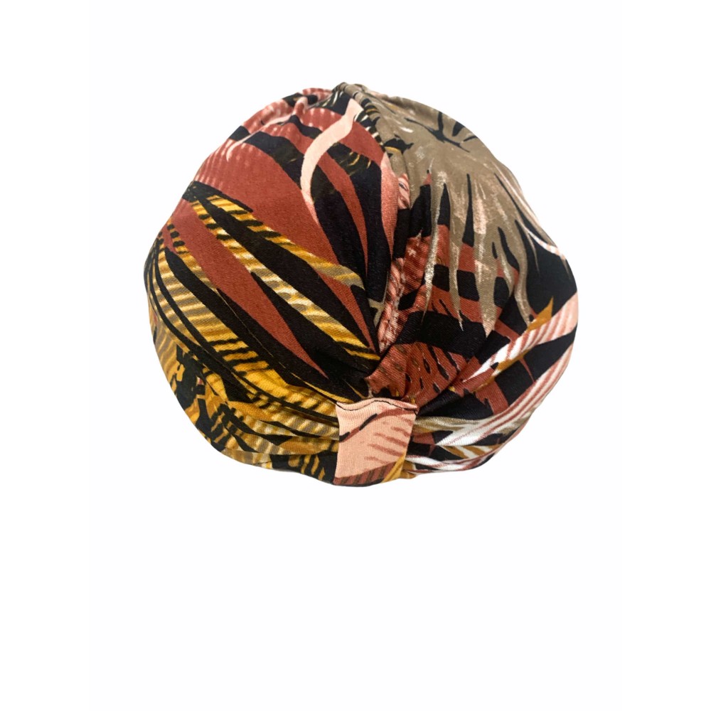 ΤOΥΡΜΠΑΝ ΕΜΠΡΙΜΕ ΜΕ ΦΥΛΛΑ ΦΟΙΝΙΚΑ ΣΕ ΡΟΖ-ΚΕΡΑΜΜΙΔΙ-ΚΙΤΡΙΝΟ-ΜΠΕΖ "ALEX KATSAITI X STYLISHIOUS"