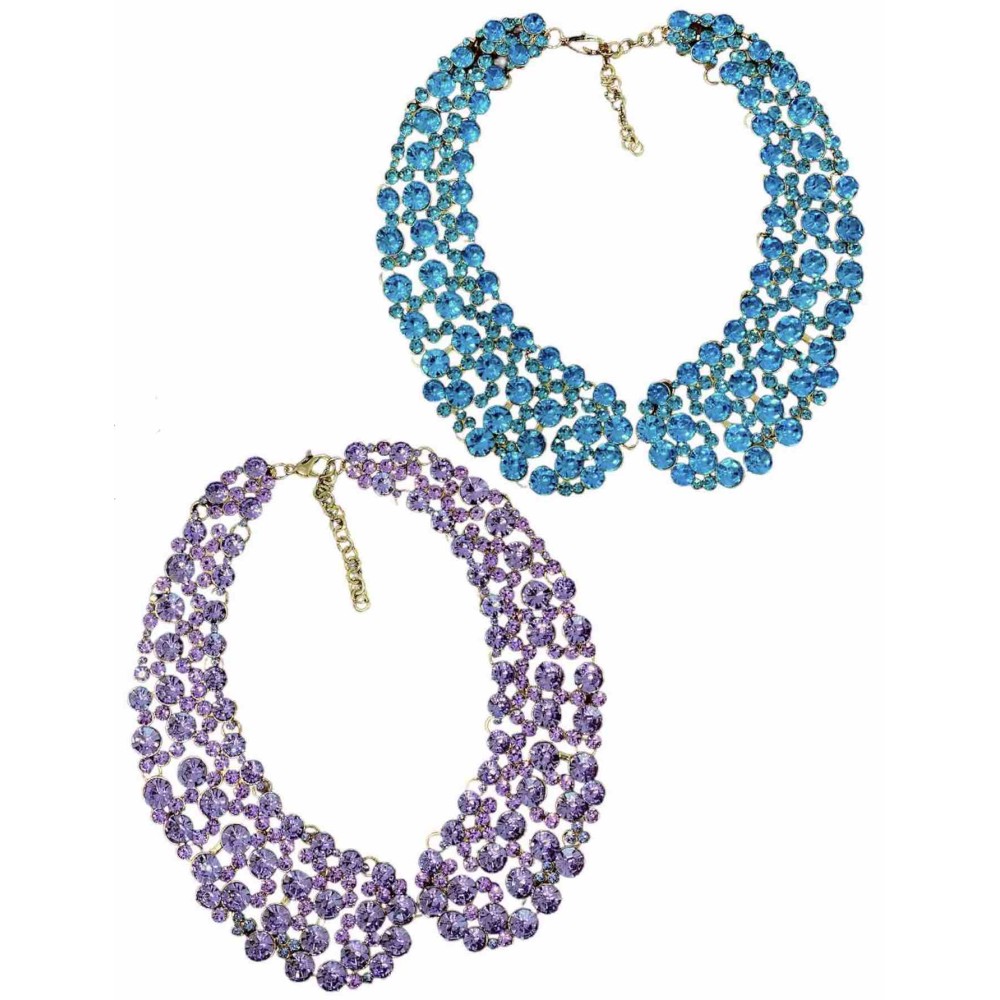 ΓΙΑΚΑΔΑΚΙ - ΚΟΛΙΕ ΜΕ ΚΡΥΣΤΑΛΛΑΚΙΑ ΣΕ ΜΩΒ & ΤΥΡΚΟΥΑΖ "STYLISHIOUS COLLECTION"