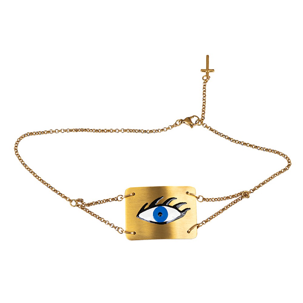 ΚΟΛΙΕ - ΤΣΟΚΕΡ ΜΕ ΑΛΥΣΙΔΑKIA, ΕΠΙΧΡΥΣΩΜΕΝO ΜΕ ΜΑΤΙ ΖΩΓΡΑΦΙΣΜΕΝΟ ΜΕ ΣΜΑΛΤΟ & ΣΤΑΥΡΟΥΔΑΚΙ "ΑLΕΧ ΚΑΤSAITI X STYLISHIOUS "