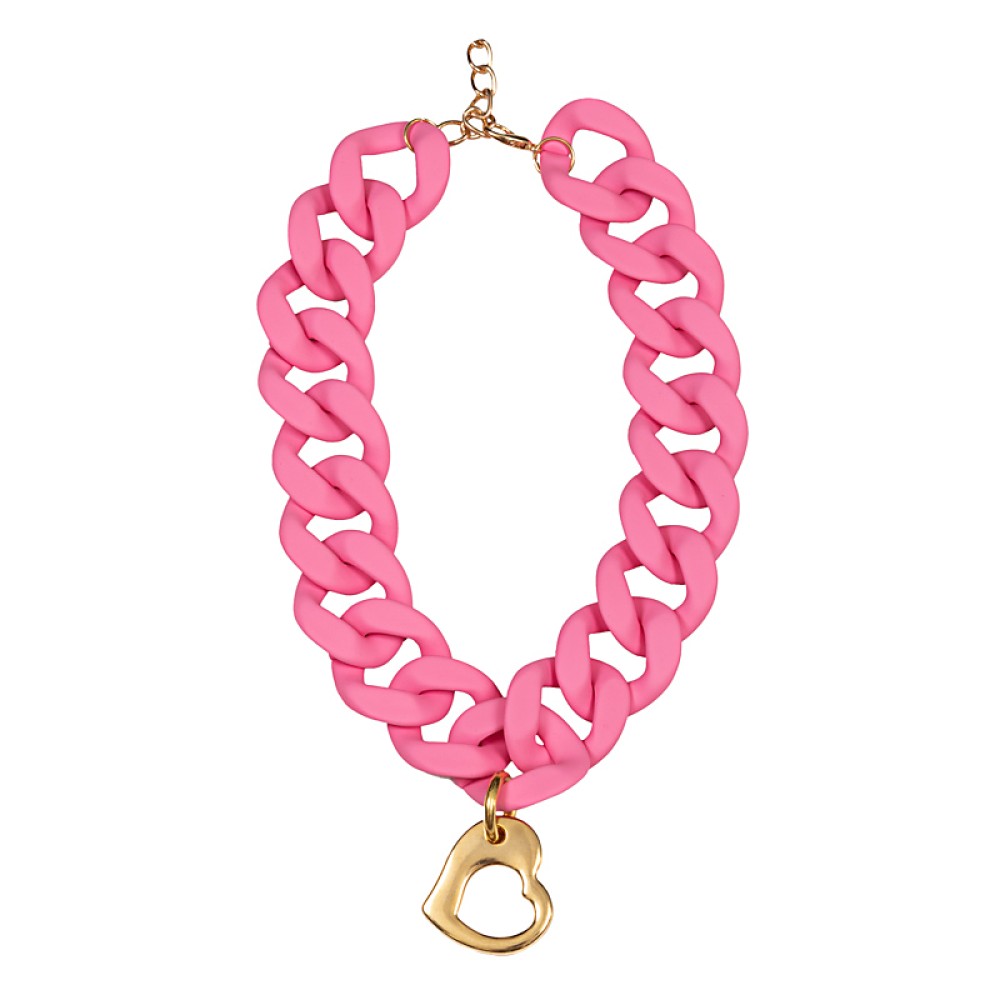 ΚΟΛΙΕ ΦΟΥΞΙΑ, ΛΙΛΑ, ΛΕΥΚΟ, ΓΑΛΑΖΙΟ, ΡΟΖ, ΒΕΡΑΜΑΝ & ΜΑΥΡΟ ME ΧΟΝΤΡH ΑΛΥΣΙΔΑ ΜΑΤ & ΧΡΥΣΗ ΚΡΕΜΑΣΤΗ ΚΑΡΔΙΑ "STYLISHIOUS COLLECTION