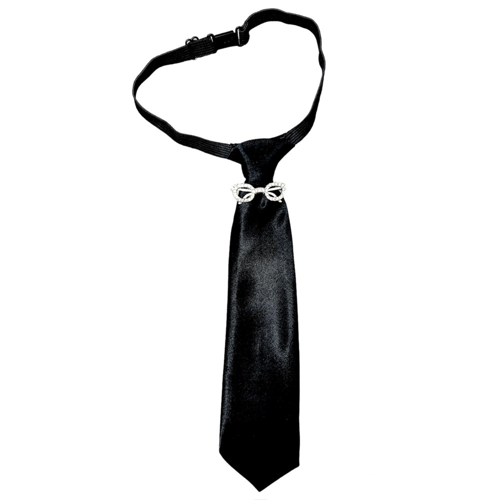 ΓΡΑΒΑΤΑ ΜΑΥΡΗ ΣΑΤΕΝ ΜΕ ΜΕΤΑΛΛΙΚΗ ΑΠΟΣΠΩΜΕΝΗ ΚΑΡΦΙΤΣΑ "STYLISHIOUS COLLECTION"