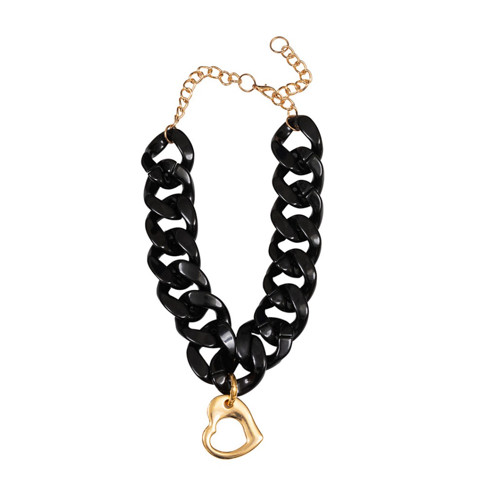 ΚΟΛΙΕ ΣΕ ΜΑΥΡΟ ME ΦΑΡΔΙΑ ΑΛΥΣΙΔΑ & ΧΡΥΣΗ ΚΡΕΜΑΣΤΗ ΚΑΡΔΙΑ "STYLISHIOUS COLLECTION