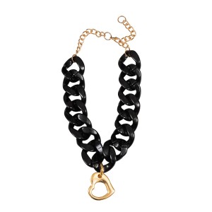 ΚΟΛΙΕ ΣΕ ΜΑΥΡΟ ME ΦΑΡΔΙΑ ΑΛΥΣΙΔΑ & ΧΡΥΣΗ ΚΡΕΜΑΣΤΗ ΚΑΡΔΙΑ "STYLISHIOUS COLLECTION