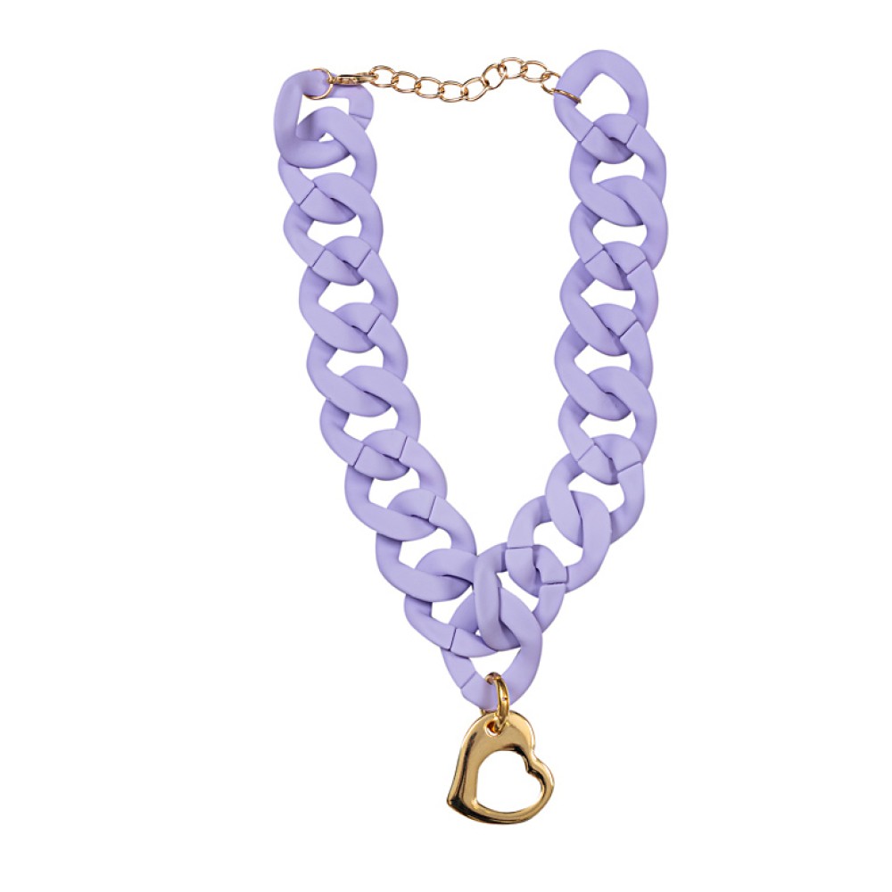 ΚΟΛΙΕ ΦΟΥΞΙΑ, ΛΙΛΑ, ΛΕΥΚΟ, ΓΑΛΑΖΙΟ, ΡΟΖ, ΒΕΡΑΜΑΝ & ΜΑΥΡΟ ME ΧΟΝΤΡH ΑΛΥΣΙΔΑ ΜΑΤ & ΧΡΥΣΗ ΚΡΕΜΑΣΤΗ ΚΑΡΔΙΑ "STYLISHIOUS COLLECTION