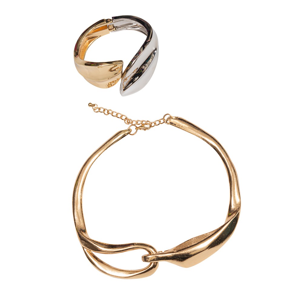 ΚΟΛΙΕ & ΒΡΑΧΙΟΛΙ -ΣΕΤ 2 ΤΕΜ- ΣΕ ΣΥΝΔYΑΣΜΟ ΧΡΥΣΟ/ΑΣΗΜΙ  "STYLISHIOUS COLLECTION"