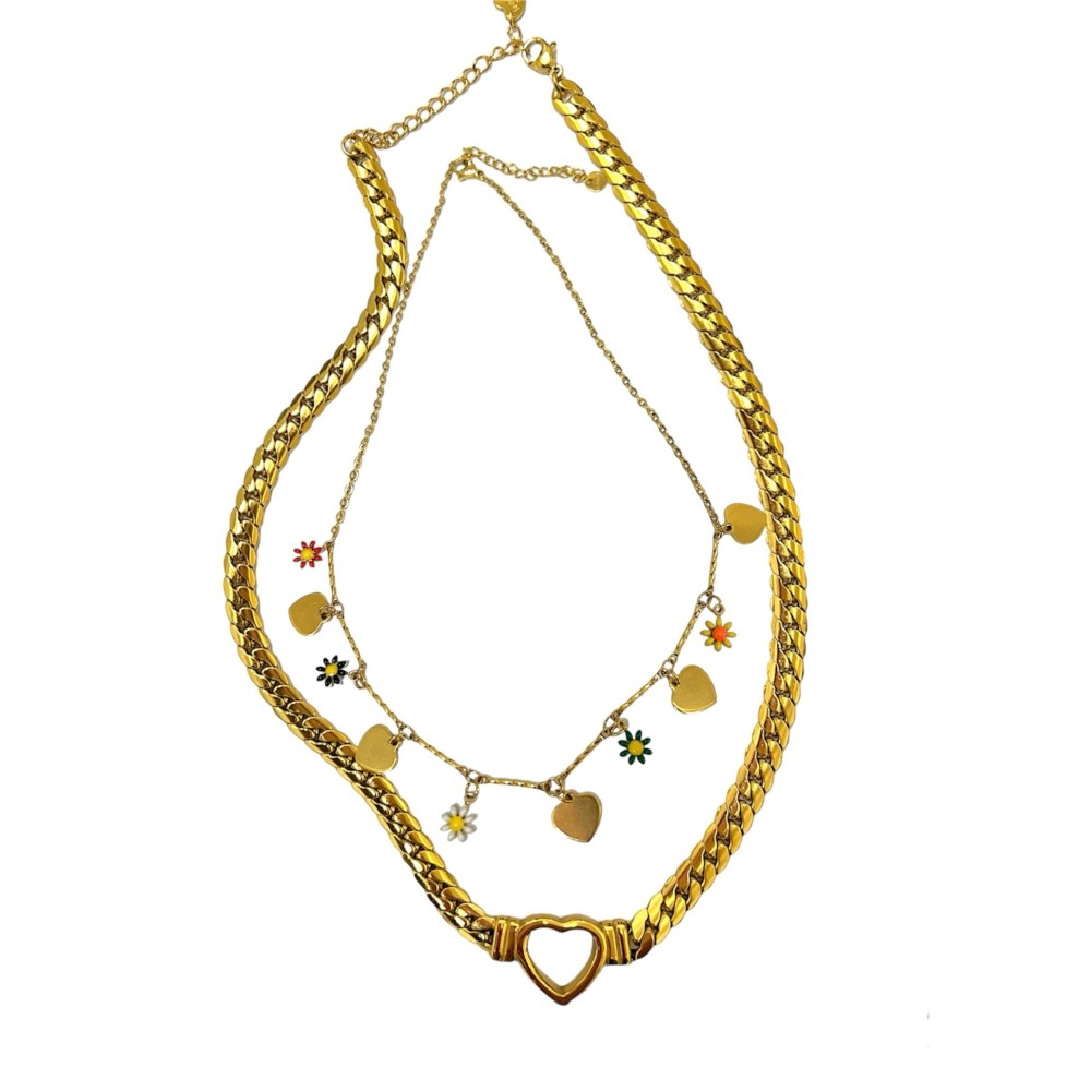 ΚΟΛΙΕ - ΣΕΤ 2 ΤΕΜ - ME ΧΡΥΣΗ ΑΛΥΣΙΔΑ ΜΕ ΚΑΡΔΙΑ  & ΛΟΥΛΟΥΔΙΑ ΜΕ ΚΑΡΔΙΕΣ 'Η ΑΣΤΕΡΑΚΙΑ "ALEX KATSAITI X STYLISHIOUS"