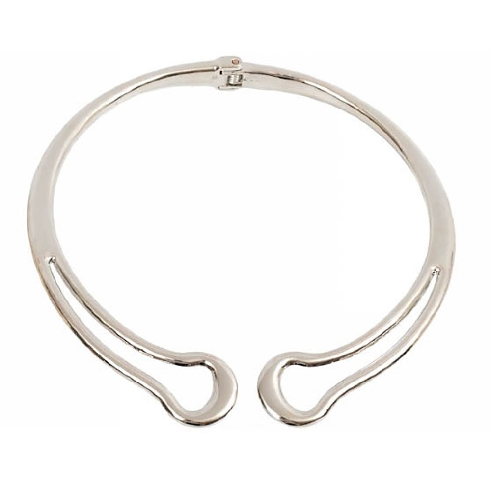 ΚΟΛΛΙΕ ΑΣΗΜΙ, ΜΕΤΑΛΛΙΚΟ, ΓΕΩΜΕΤΡΙΚΟ ΜΕ ΣΤΡΟΓΓΥΛΕΜΕΝΟ ΣΧΗΜΑ "STYLISHIOUS COLLECTION"