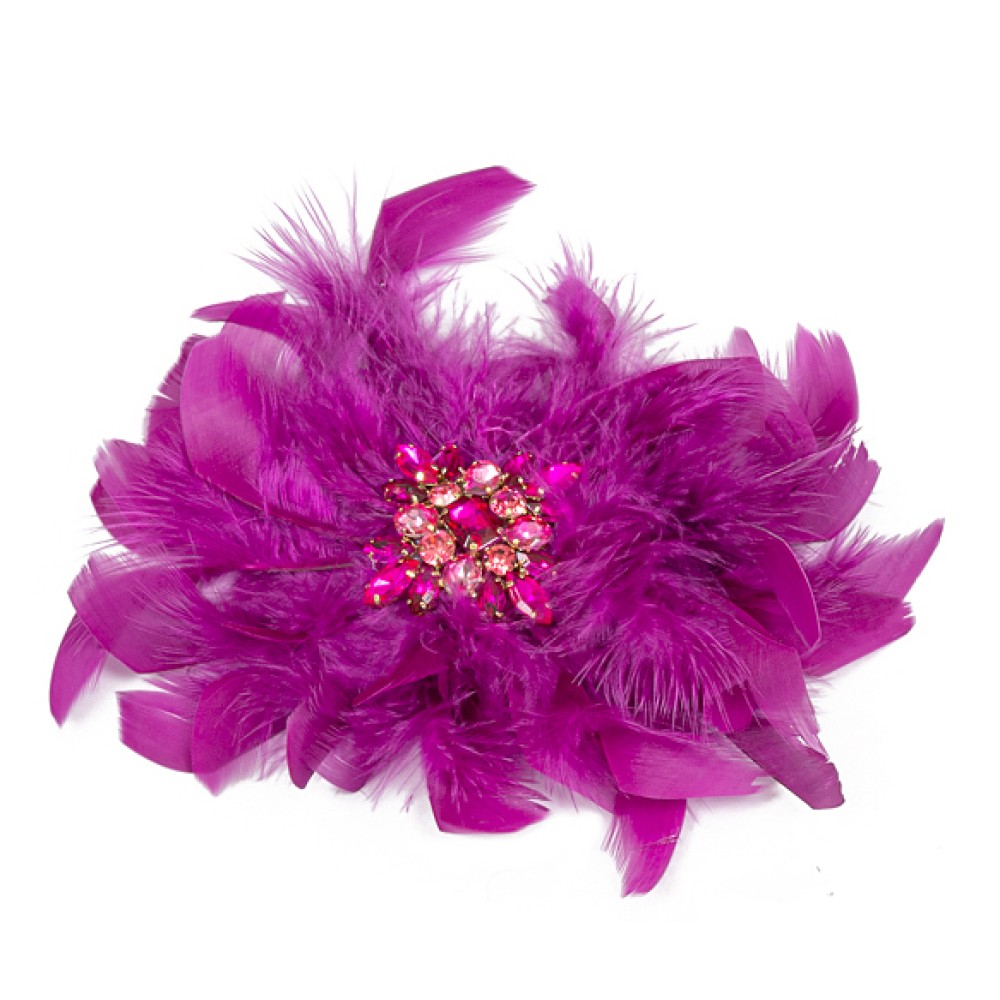 ΚΑΡΦΙΤΣΑ - ΜΠΟΥΤΟΝΙΕΡΑ ΣΕ MAYΡΟ & ΜΩB/ΦΟΥΞΙΑ ΜΕ ΦΤΕΡΑ ΚΑΙ ΣΤΡΑΣ  "STYLISHIOUS COLLECTION"