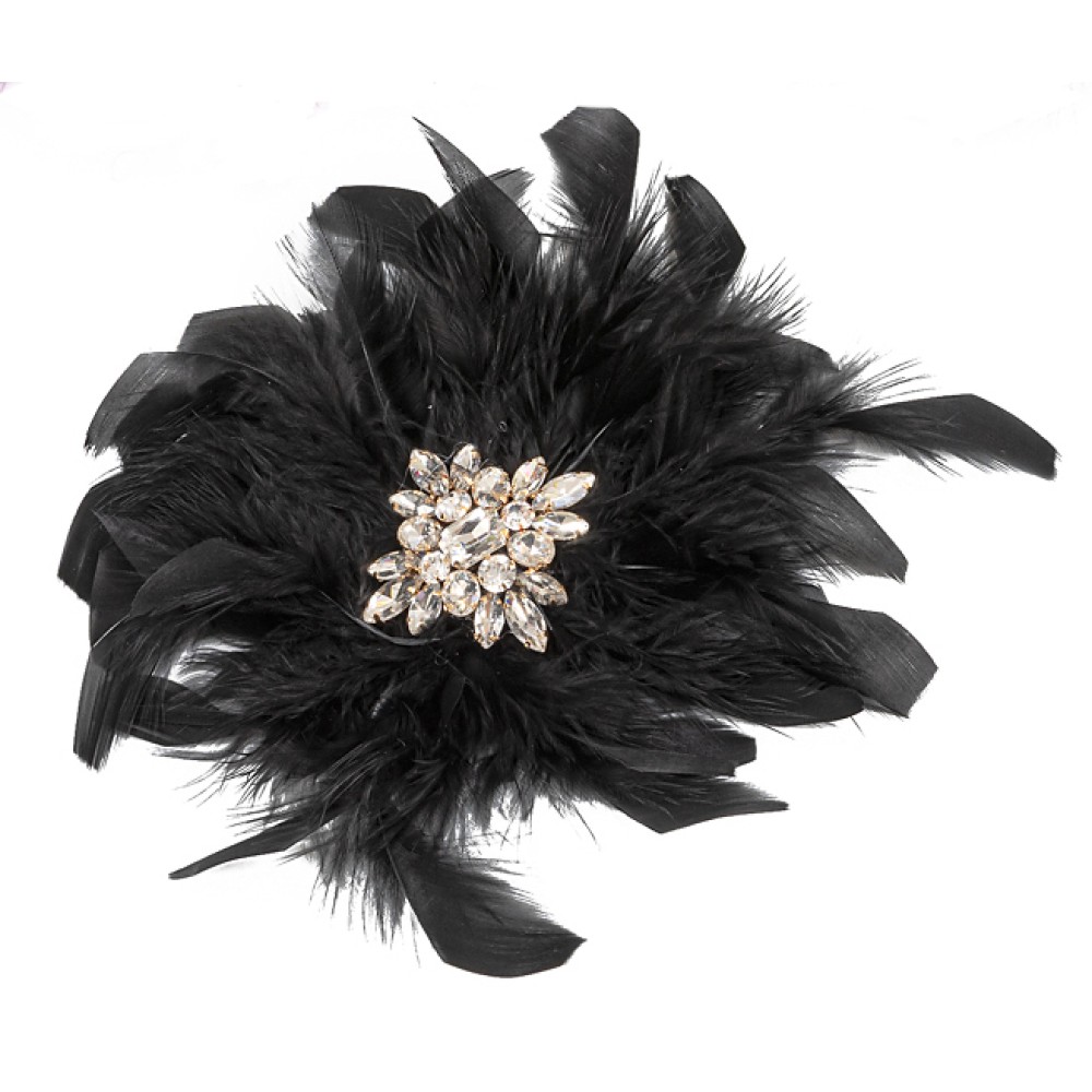 ΚΑΡΦΙΤΣΑ - ΜΠΟΥΤΟΝΙΕΡΑ ΣΕ MAYΡΟ & ΜΩB/ΦΟΥΞΙΑ ΜΕ ΦΤΕΡΑ ΚΑΙ ΣΤΡΑΣ  "STYLISHIOUS COLLECTION"