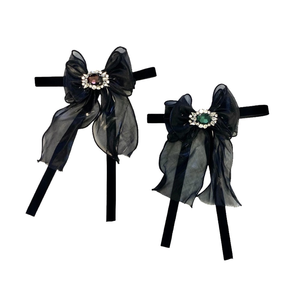 ΚΑΡΦΙΤΣΑ - ΜΠΟΥΤΟΝΙΕΡΑ ΜΑΥΡΗ ΣΕ ΣΧΗΜΑ ΦΙΟΓΚΟΥ ΜΕ ΣΤΡΑΣ & ΒΕΛΟΥΔΙΝΗ ΚΟΡΔΕΛΑ "STYLISHIOUS COLLECTION"