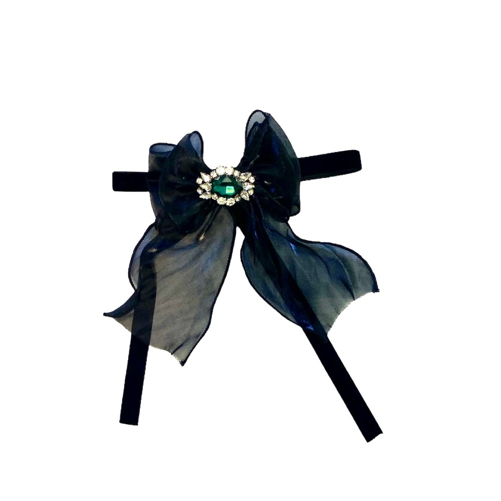 ΚΑΡΦΙΤΣΑ - ΜΠΟΥΤΟΝΙΕΡΑ ΜΑΥΡΗ ΣΕ ΣΧΗΜΑ ΦΙΟΓΚΟΥ ΜΕ ΣΤΡΑΣ & ΒΕΛΟΥΔΙΝΗ ΚΟΡΔΕΛΑ "STYLISHIOUS COLLECTION"