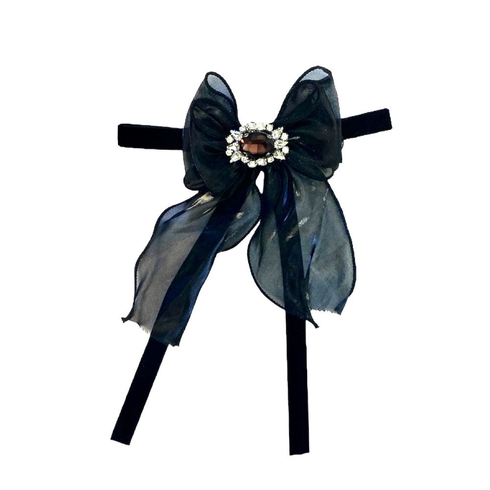 ΚΑΡΦΙΤΣΑ - ΜΠΟΥΤΟΝΙΕΡΑ ΜΑΥΡΗ ΣΕ ΣΧΗΜΑ ΦΙΟΓΚΟΥ ΜΕ ΣΤΡΑΣ & ΒΕΛΟΥΔΙΝΗ ΚΟΡΔΕΛΑ "STYLISHIOUS COLLECTION"