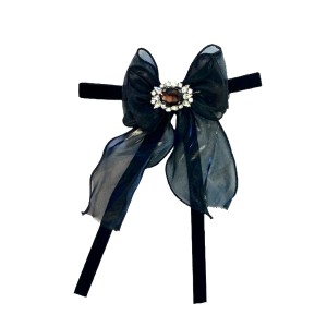 ΚΑΡΦΙΤΣΑ - ΜΠΟΥΤΟΝΙΕΡΑ ΜΑΥΡΗ ΣΕ ΣΧΗΜΑ ΦΙΟΓΚΟΥ ΜΕ ΣΤΡΑΣ & ΒΕΛΟΥΔΙΝΗ ΚΟΡΔΕΛΑ "STYLISHIOUS COLLECTION"