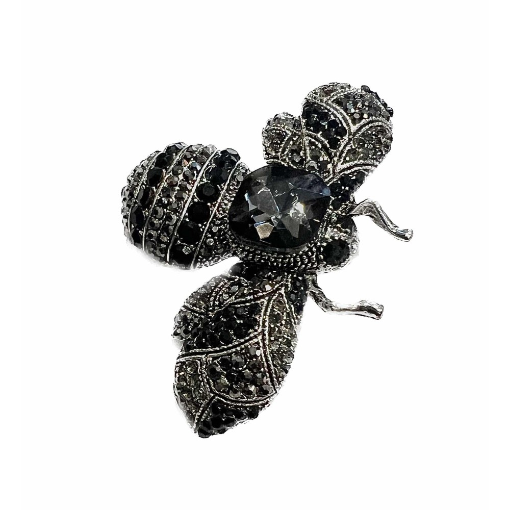 ΚΑΡΦΙΤΣΑ - ΜΠΟΥΤΟΝΙΕΡΑ ΣΕ ΣΧΗΜΑ ΜΕΛΙΣΣΑΣ, ΜΕΤΑΛΛΙΚΗ ΜΕ ΠΟΛΥΧΡΩΜΑ ΚΡΥΣΤΑΛΛΑ "STYLISHIOUS COLLECTION"