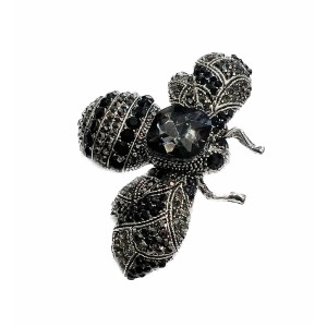 ΚΑΡΦΙΤΣΑ - ΜΠΟΥΤΟΝΙΕΡΑ ΣΕ ΣΧΗΜΑ ΜΕΛΙΣΣΑΣ, ΜΕΤΑΛΛΙΚΗ ΜΕ ΠΟΛΥΧΡΩΜΑ ΚΡΥΣΤΑΛΛΑ "STYLISHIOUS COLLECTION"