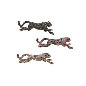 BROOCH, METALLIC IN LEOPARD SHAPE, SMALL & COLORFUL, EMBELLISHED WITH CRYSTALS “ALEX KATSAITI x STYLISHIOUS”
