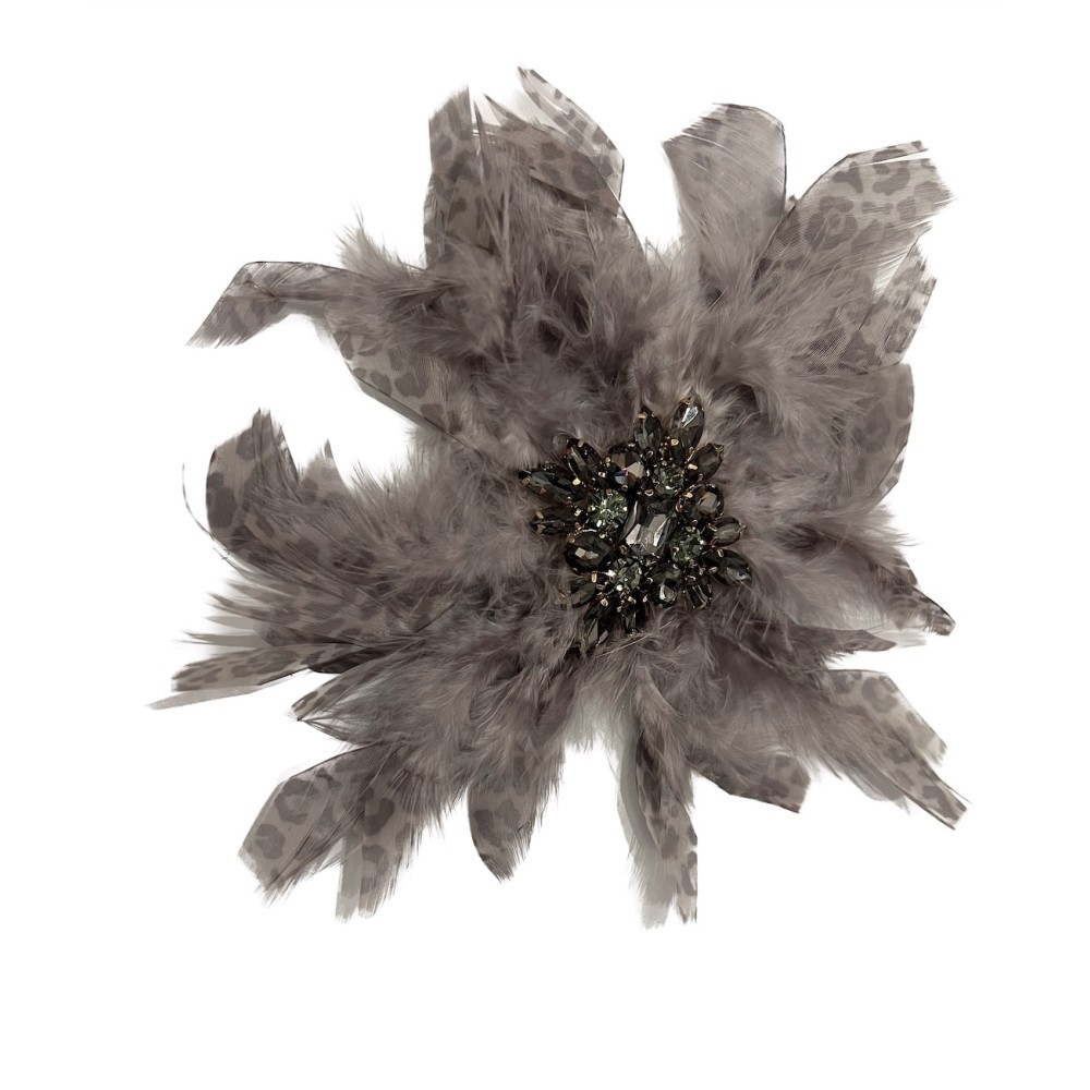 ΚΑΡΦΙΤΣΑ - ΜΠΟΥΤΟΝΙΕΡΑ ΜΕ ΦΤΕΡΑ ΚΑΙ ΣΤΡΑΣ ΣΕ ΓΚΡΙ/ΑΝΙΜΑΛ - ΕΚΡΟΥ & ΜΠΟΡΝΤΩ/ΜΩΒ ΑΠΟΧΡΩΣΕΙΣ  "STYLISHIOUS COLLECTION"