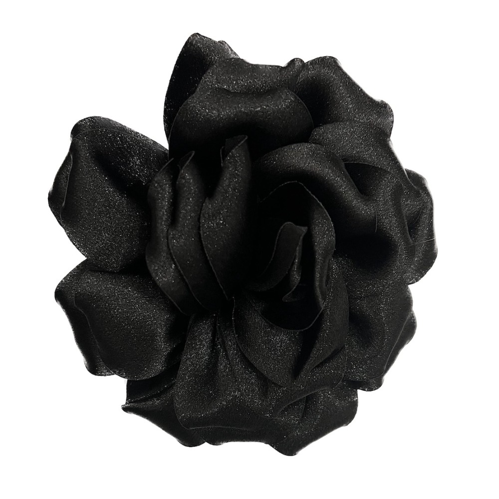 ΜΠΟΥΤΟΝΙΕΡΑ - ΚΑΡΦΙΤΣΑ ΣΕ ΣΧΗΜΑ ΛΟΥΛΟΥΔΙΟΥ ΣΕ ΜΑΥΡΟ ΓΚΛΙΤΕΡ - ΒΕΛΟΥΤΕ ΜΩΒ - ΛΕΟΠΑΡ & ΜΕΤΑΛΛΙZΕ ΦΟΥΞΙΑ ΜΕ ΜΑΥΡΕΣ ΡΙΓΕΣ  "ALEX KATSAITI X STYLISHIOUS"