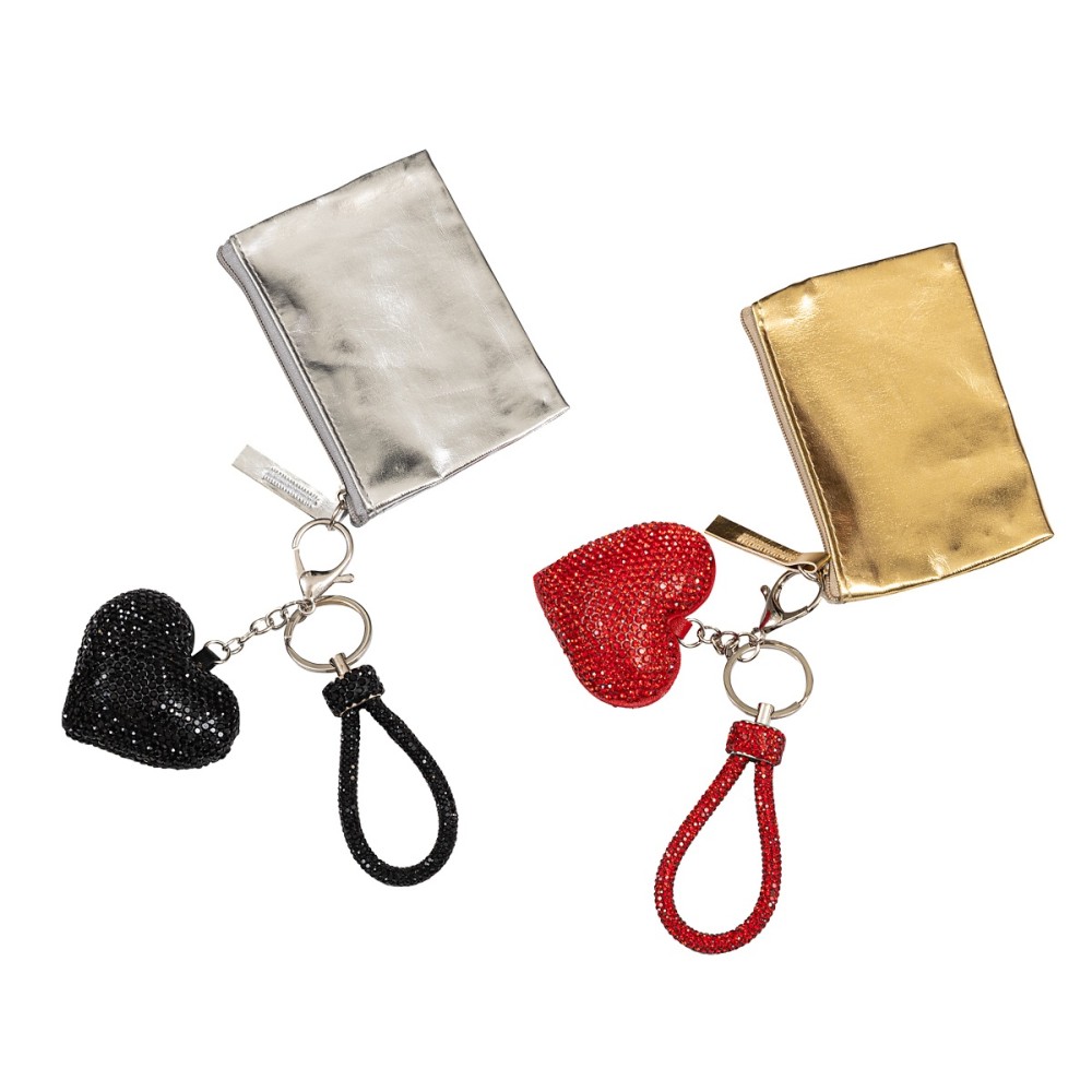 ΜΠΡΕΛΟΚ ΚΑΡΔΙΑ ΜΕ ΣΤΡΑΣ ΣΕ ΚΟΚΚΙΝΟ Η ΜΑΥΡΟ & ΠΟΡΤΟΦΟΛAKΙ ΧΡΥΣΟ Η ΑΣΗΜΙ  "STYLISHIOUS COLLECTION"