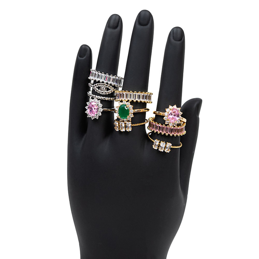 ΔΑΧΤΥΛΙΔΙΑ - ΣΕΤ 3 ΤΜΧ - EΠΙΧΡΥΣΑ ΜΕ ΠΡΑΣΙΝΟ ΣΜΑΛΤΟ ΣΕ ΜΟΝΟ & ΤΡΙΠΛΑ ΜΕ ΑΥΞΟΜΕΙΩΣΗ ΜΕΓΕΘΟΥΣ "ALEX KATSAITI X STYLISHIOUS"