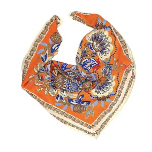 MANTHΛΙ ΣΑΤΕΝ, ΕΜΠΡΙΜΕ & ΤΕΤΡΑΓΩΝΟ ΣΕ ΠΟΡΤΟΚΑΛΙ - ΜΠΛΕ Ή ΠΟΛΥΧΡΩΜΟ ΣΕ ΓΗΙΝΟΥΣ ΤΟΝΟΥΣ "ALEX KATSAITI X STYLISHIOUS"