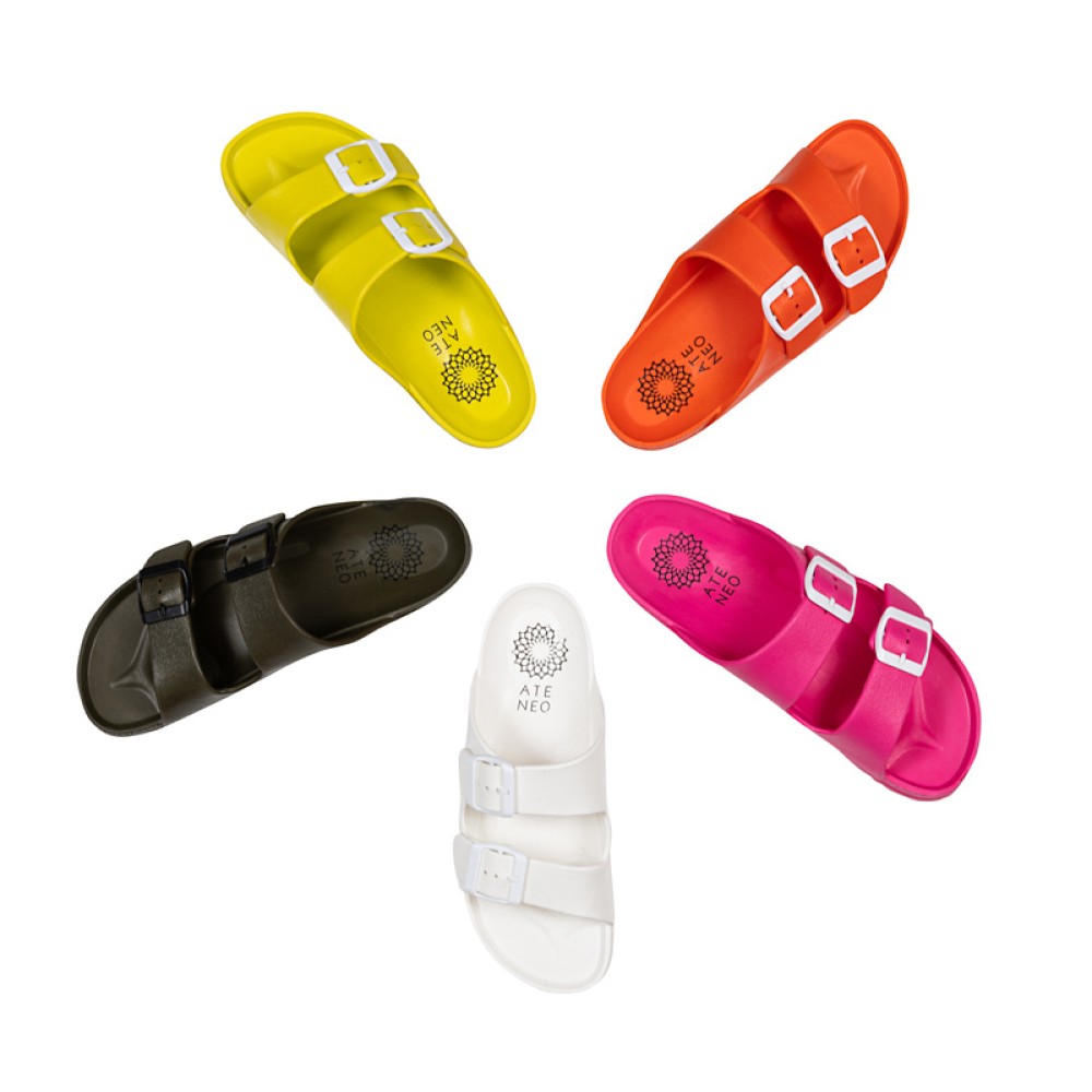 ΣΑΝΔΑΛΙΑ ΦΛΑΤ ΦΟΥΞΙΑ ΜΕ ΔYO ΜΠΑΡΕΤΕΣ & ΡΥΘΜΙΖΟΜΕΝΕΣ ΛΕΥΚΕΣ ΕΓΚΡΑΦΕΣ 'ATENEO X STYLISHIOUS"