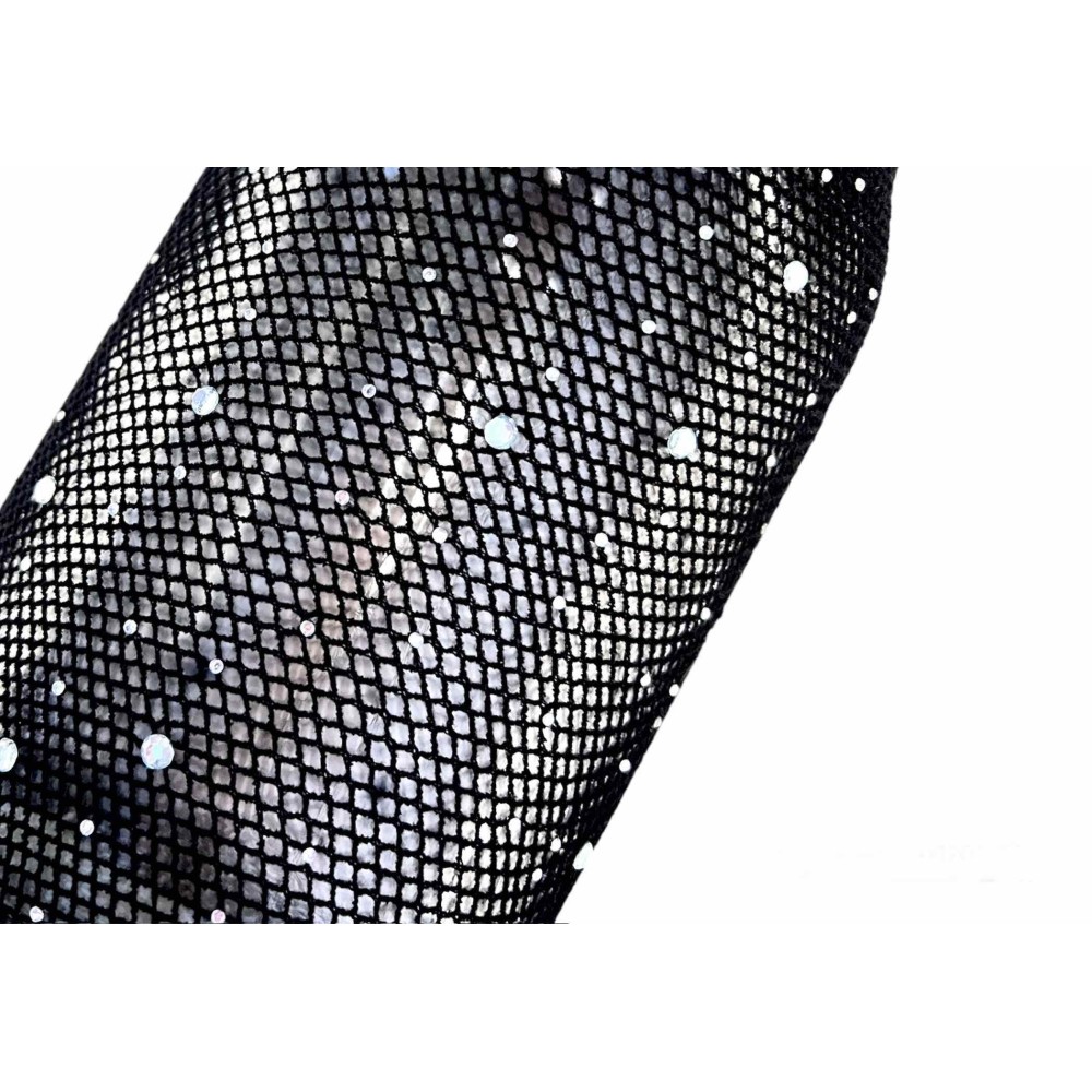 ΚΑΛΣΟΝ ΔΙΧΤΥ ΜΑΥΡΟ ΜΕΤΑΛΛΙΖΕ ΜΕ ΑΣΥΜΜΕΤΡΑ ΜΙΚΡΑ & ΜΕΓΑΛΑ ΣΤΡΑΣ "STYLISHIOUS COLLECTION"