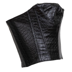 ΤΟΠ - ΜΠΟΥΣΤΟ ΣΤΡΑΠΛΕΣ, ΜΑΥΡΟ ΑΠΟ ΣΤΑΜΠΩΤΟ-ΚΡΟΚΟ ΟΙΚΟΛΟΓΙΚΟ ΔΕΡΜΑ. "ALEX KATSAITI X STYLISHIOUS”.