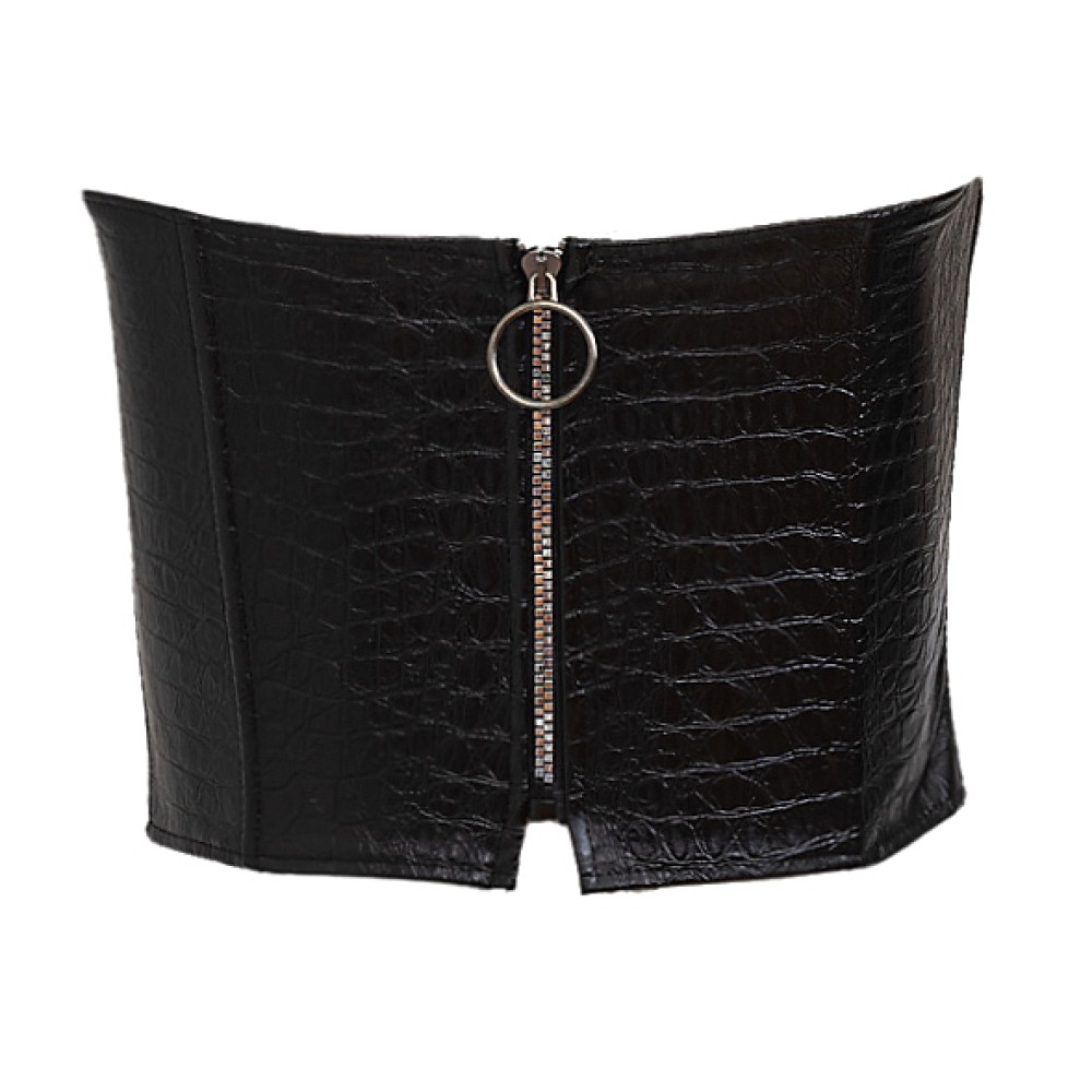 ΤΟΠ - ΜΠΟΥΣΤΟ ΣΤΡΑΠΛΕΣ, ΜΑΥΡΟ ΑΠΟ ΣΤΑΜΠΩΤΟ-ΚΡΟΚΟ ΟΙΚΟΛΟΓΙΚΟ ΔΕΡΜΑ. "ALEX KATSAITI X STYLISHIOUS”.