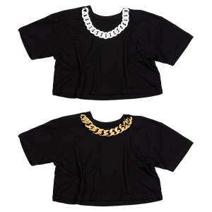 T-SHIRT ΜΑΥΡΟ, OVERSIZED ΜΕ ΧΡΥΣΗ Ή ΛΕΥΚΗ ΑΛΥΣΙΔΑ "ALEX KATSAITI X STYLISHIOUS"