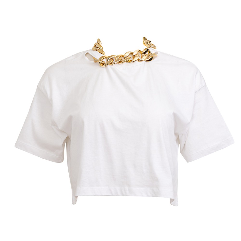 T-SHIRT ΛΕΥΚΟ, OVERSIZED ΜΕ ΧΡΥΣΗ Ή ΑΣΗΜΙ 'Η ΜΑΥΡΗ ΑΛΥΣΙΔΑ "ALEX KATSAITI X STYLISHIOUS"