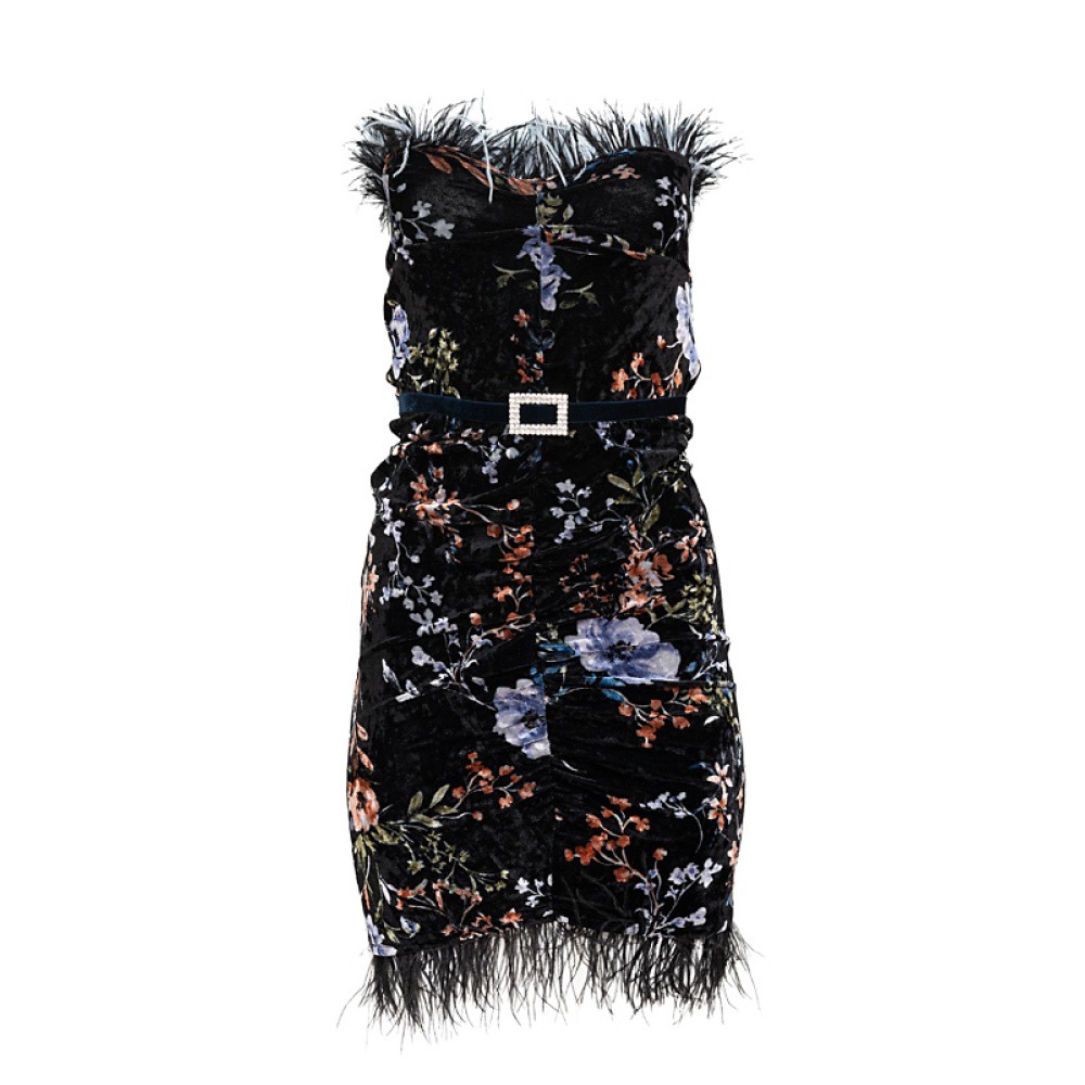 ΦΟΡΕΜΑ ΜΙΝΙ ΣΤΡΑΠΛΕΣ ΜΠΛΕ, ΒΕΛΟΥΔΙΝΟ, ΕΛΑΣΤΙΚΟ ΜΕ ΦΤΕΡΑ & ΖΩΝΗ "ALEX KATSAITI X STYLISHIOUS”.