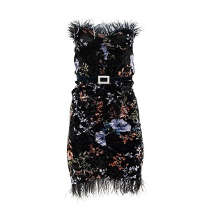 ΦΟΡΕΜΑ ΜΙΝΙ ΣΤΡΑΠΛΕΣ ΜΠΛΕ, ΒΕΛΟΥΔΙΝΟ, ΕΛΑΣΤΙΚΟ ΜΕ ΦΤΕΡΑ & ΖΩΝΗ "ALEX KATSAITI X STYLISHIOUS”.