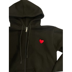 JACKET - HOODIE OVERSIZED IN BLACK COTTON WITH LIMITED EDITION HEART PRINT ON THE BACK "ALEX KATSAITI X STYLISHIOUS”.