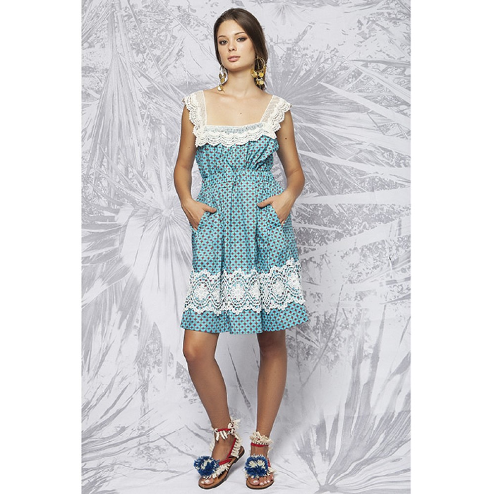 ΦΟΥΣΤΑ ΜΕ ΠΙΕΤΕΣ, ΕΜΠΡΙΜΕ ΣΕ ΤΥΡΚΟΥΑΖ - ΚΟΚΚΙΝΟ ΜΕ ΛΕΥΚΗ ΔΑΝΤΕΛΛΑ "alexSANDra ON THE BEACH" 