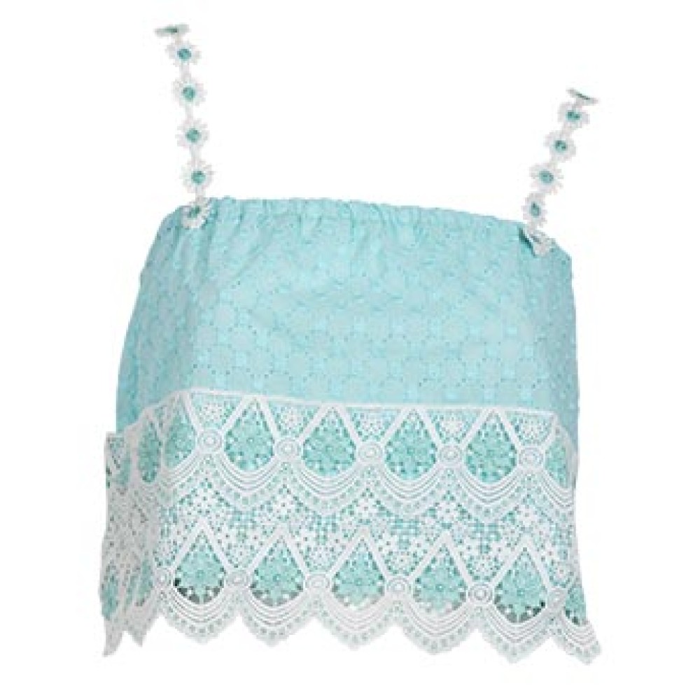 TOΠ ΒΕΡΑΜΑΝ ΒΑΜΒΑΚΕΡΟ ΜΕ ΔΑΝΤΕΛΑ ΣΕ ΛΕΥΚΟ ΒΕΡΑΜΑΝ & ΚΕΝΤΗΜΕΝΕΣ ΤΙΡΑΝΤΕΣ ΜΕ ΛΟΥΛΟΥΔΑΚΙΑ "ALEX KATSAITI X STYLISHIOUS"