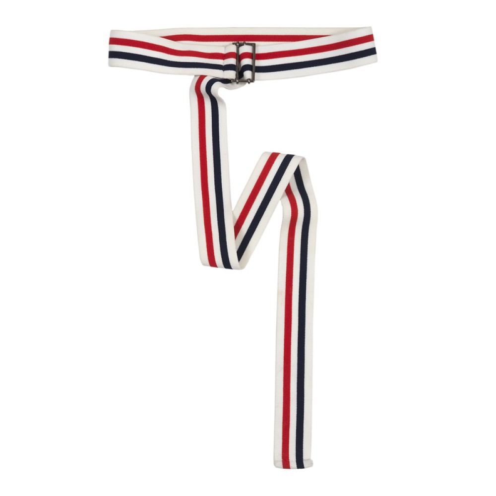 ΖΩΝΗ ΕΛΑΣΤΙΚΗ ΡΙΓΕ ΣΕ ΛΕΥΚΟ-KOKKINO-ΜΠΛΕ ΜΕ ΜΕΤΑΛΛΙΚΗ ΕΓΚΡΑΦΑ "ALEX KATSAITI X STYLISHIOUS"