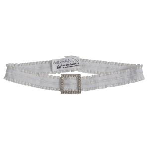 ΖΩΝΗ ΛΕΥΚΗ ΕΛΑΣΤΙΚΗ ΜΕ ΕΓΚΡΑΦΑ ΤΕΤΡΑΓΩΝΗ ΜΕ ΣΤΡΑΣ "ALEX KATSAITI X STYLISHIOUS" 