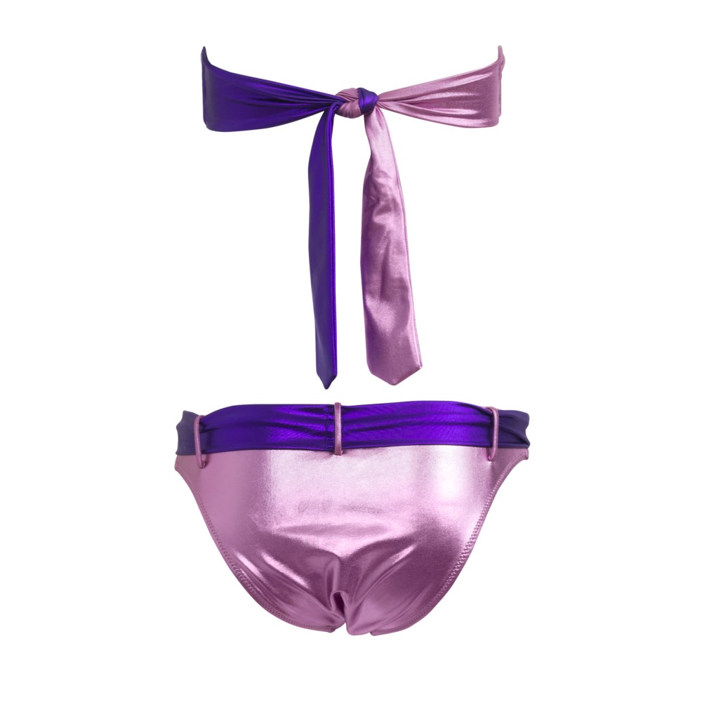 ΜΠΙΚΙΝΙ ΣΤΡΑΠΛΕΣ ΜΕΤΑΛΛΙΖΕ, ΔΙΧΡΩΜΟ ΡΟΖ-ΜΩΒ ΜΕ ΧΡΥΣΗ ΑΛΥΣΙΔΑ, & ΕΓΚΡΑΦΑ  "ALEX KATSAITI X STYLISHIOUS"