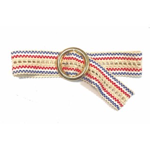 ΖΩΝΗ EΛΑΣΤΙKH ΦΑΡΔΥA ΒΑΜΒΑΚΕΡΗ ΠΛΕΧΤΗ ΣΕ ΚΟΚΚΙΝΟ / ΜΠΛΕ ΜΕ ΣΤΡΟΓΓΥΛΗ ΧΡΥΣΗ ΕΓΚΡΑΦΑ "ALEX KATSAITI X STYLISHIOUS"