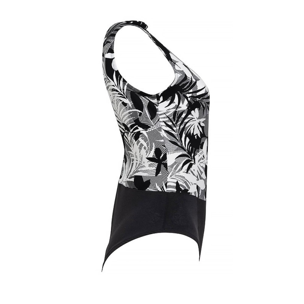 ΚΟΡΜΑΚΙ ΦΛΟΡΑΛ ΑΣΠΡΟΜΑΥΡΟ ΜΕ ΑΝΟΙΧΤΗ ΠΛΑΤΗ ΝΤΕΚΟΛΤΕ ΧΑΜΟΓΕΛΟ & ΦΙΟΓΚΟΥΣ ΣΤΟΥΣ ΩΜΟΥΣ "alexSANDra on THE BEACH"