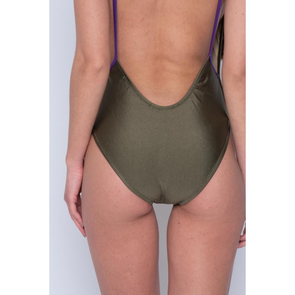 ΜΑΓΙΩ ΟΛΟΣΩΜΟ ΣΕ ΛΑΔΙ ΧΡΩΜΑ ΜΕ ΜΩΒ ΡΕΛΙ & ΖΩΝΑΚΙ ΜΠΡΟΣΤΑ, ΨΗΛΟΜΕΣΟ "ALEX KATSAITI X STYLISHIOUS"