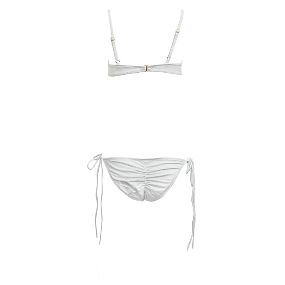 ΜΑΓΙΩ ΜΠΙΚΙΝΙ ΛΕΥΚΟ ΜΕ ΧΡΥΣOYΣ ΚΡΙΚΟΥΣ & ΚΟΡΔΟΝΙΑ "ALEX KATSAITI X STYLISHIOUS"