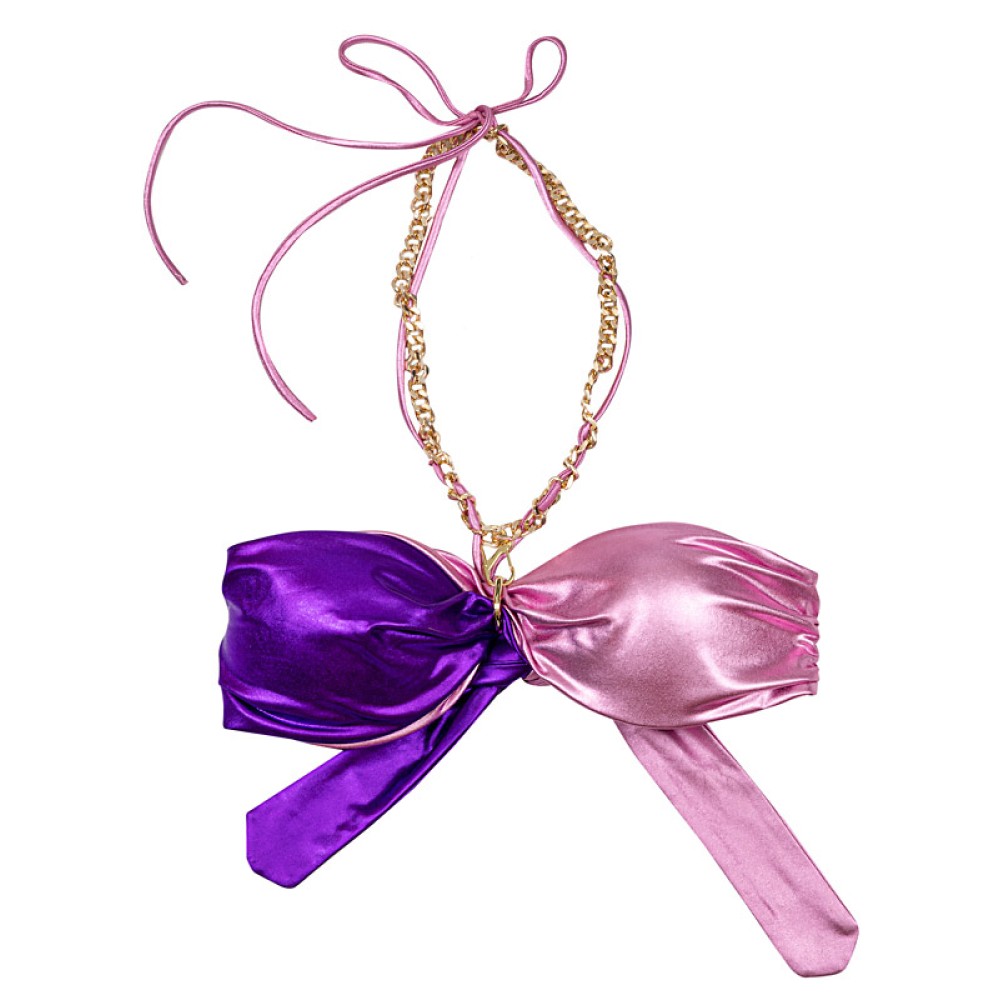 ΜΠΙΚΙΝΙ ΣΤΡΑΠΛΕΣ ΜΕΤΑΛΛΙΖΕ, ΔΙΧΡΩΜΟ ΡΟΖ-ΜΩΒ ΜΕ ΧΡΥΣΗ ΑΛΥΣΙΔΑ, & ΕΓΚΡΑΦΑ  "ALEX KATSAITI X STYLISHIOUS"