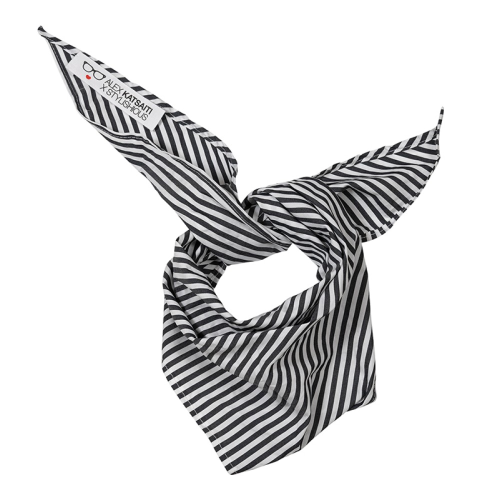 MANTHΛΙ ME ΡΙΓΕΣ ΑΣΠΡΟΜΑΥΡΟ ΒΑΜΒΑΚΕΡΟ "ALEX KATSAITI X STYLISHIOUS"